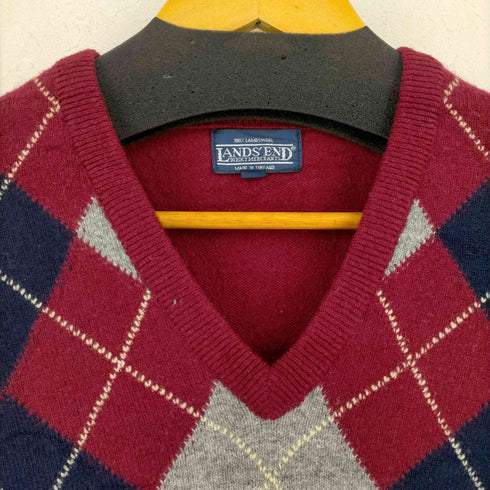 ランズエンド LANDS END MADE IN ENGLAND アーガイル ラムウールベスト メンズ import:M
