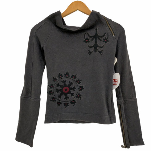 ディーゼル DIESEL 花刺繍 ジップオフショルダースウェット レディース import:S