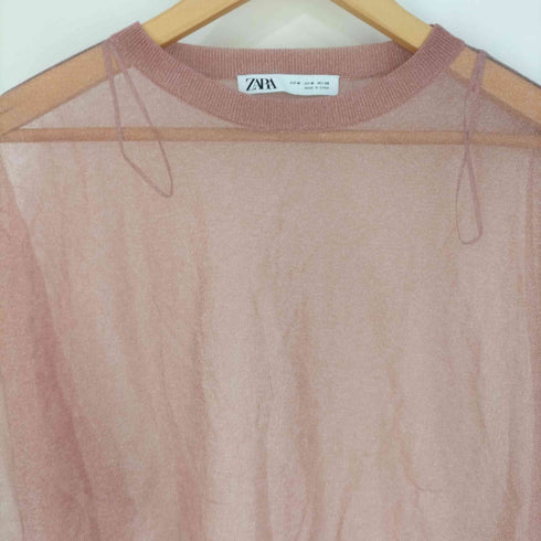 ザラ ZARA セミシースルーシアートップス レディース import:M