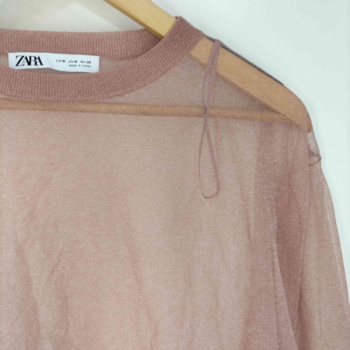 ザラ ZARA セミシースルーシアートップス レディース import:M