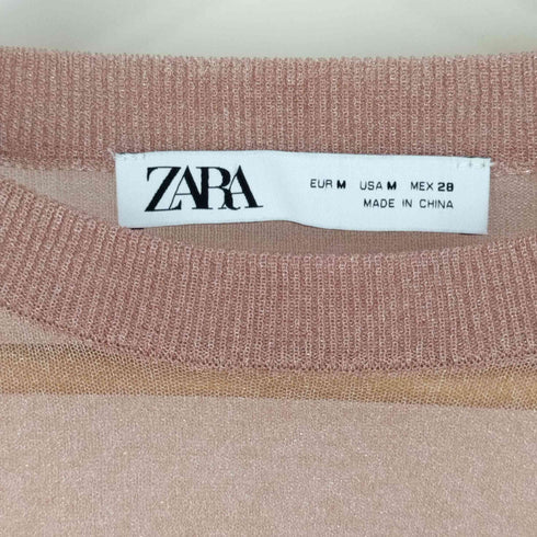 ザラ ZARA セミシースルーシアートップス レディース import:M