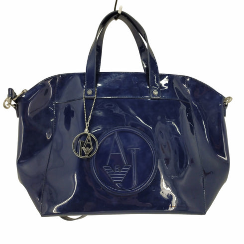 アルマーニジーンズ ARMANI JEANS フロントロゴ エナメルトートバッグ レディース