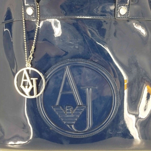 アルマーニジーンズ ARMANI JEANS フロントロゴ エナメルトートバッグ レディース