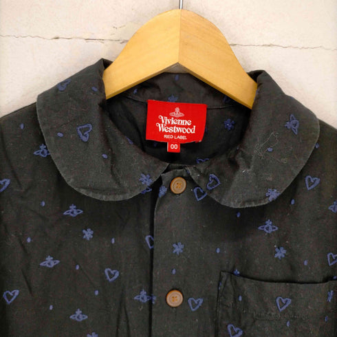 ヴィヴィアンウエストウッドレッドレーベル Vivienne Westwood RED LABEL オーブハート刺繍柄 丸襟 総柄チュニック シャツワンピース レディース 00