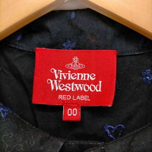 ヴィヴィアンウエストウッドレッドレーベル Vivienne Westwood RED LABEL オーブハート刺繍柄 丸襟 総柄チュニック シャツワンピース レディース 00
