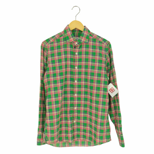 glanshirt イタリア製 ワイドカラーチェックシャツ メンズ 39
