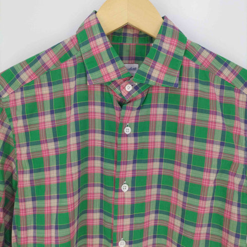 glanshirt イタリア製 ワイドカラーチェックシャツ メンズ 39