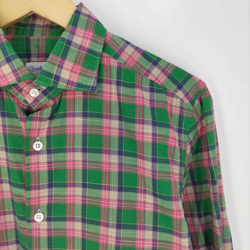 glanshirt イタリア製 ワイドカラーチェックシャツ メンズ 39