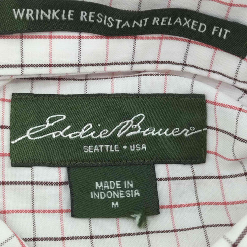 エディーバウアー Eddie Bauer WRINKLE RESISTANT RELAXED チェック BD L/S シャツ メンズ import:M