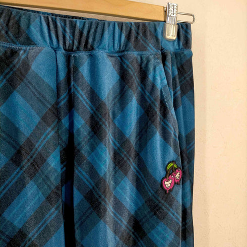エーエイプバイアベイシングエイプ AAPE BY A BATHING APE チェリーロゴ チェックフレアベロアパンツ Y2K レディース XXS