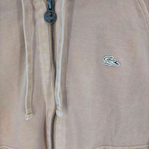 ラコステ LACOSTE VINTAGE WASHED ロゴ刺繍 製品染 ジップアップ パーカー レディース 40