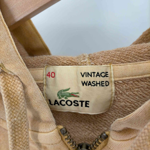 ラコステ LACOSTE VINTAGE WASHED ロゴ刺繍 製品染 ジップアップ パーカー レディース 40