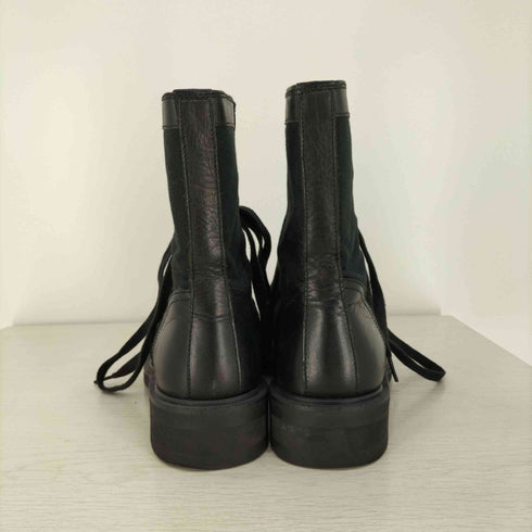 ヨウジヤマモト プリュスノアール YOHJI YAMAMOTO+NOIR レザー切替 6ホール レースアップブーツ レディース 2