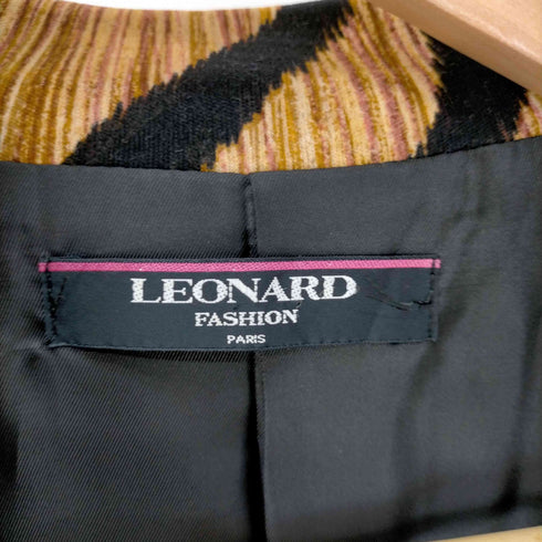 レオナール LEONARD フェイクレザー 虎柄 タイガー 切替 ダブル 2B テーラードジャケット レディース 9AR