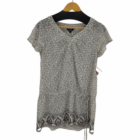 シーピーエー シンプルアンドナチュラル C.P.A. SIMPLE&NATURAL 花柄 チュニック フレンチスリーブ リボン レディース JPN:L