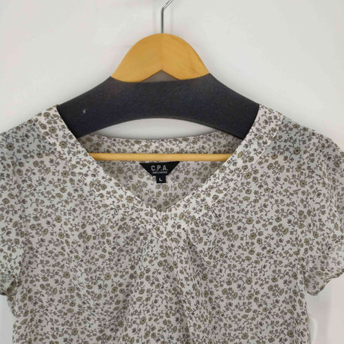 シーピーエー シンプルアンドナチュラル C.P.A. SIMPLE&NATURAL 花柄 チュニック フレンチスリーブ リボン レディース JPN:L