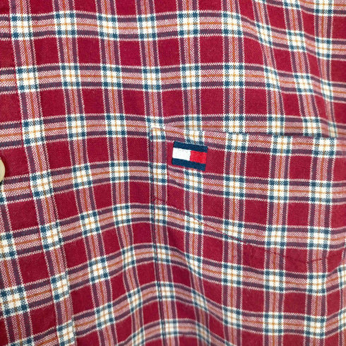 トミーヒルフィガー TOMMY HILFIGER 刺繍ロゴ チェック ボタンダウンシャツ メンズ import:M