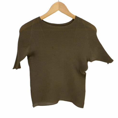 プリーツプリーズイッセイミヤケ PLEATS PLEASE ISSEY MIYAKE (T.) プリーツ加工5分袖ブラウス レディース JPN:3