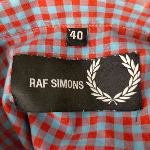 ラフシモンズ RAF SIMONS ロゴ刺繍チェック半袖シャツ メンズ US:40