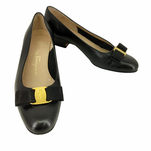 サルヴァトーレフェラガモ Salvatore Ferragamo ヴァラ レザー ヒールパンプス レディース JPN:38