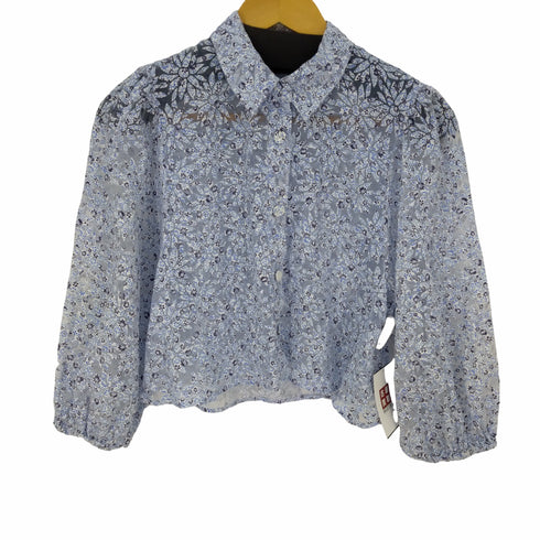 ザラ ZARA クロップドフラワーシアーL/Sシャツブラウス レディース import:XS