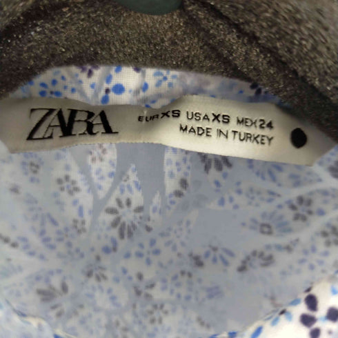 ザラ ZARA クロップドフラワーシアーL/Sシャツブラウス レディース import:XS