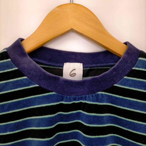 ロクビューティーアンドユースユナイテッドアローズ 6 BEAUTY & YOUTH UNITED ARROWS VELOUR BORDER CROPPED T-SHIRT レディース FREE