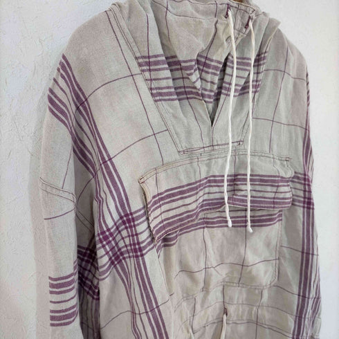 マルクルビアン MARC LE BIHAN フランス製 リネン チェックアノラックパーカー レディース