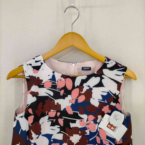 ジルサンダーネイビー JIL SANDER NAVY イタリア製 総柄切替 ノースリーブワンピース レディース JPN:36