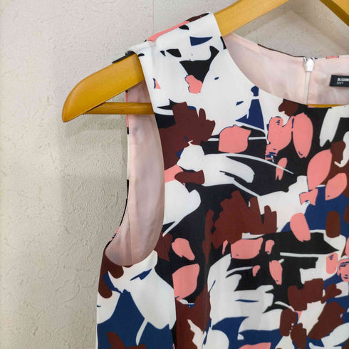 ジルサンダーネイビー JIL SANDER NAVY イタリア製 総柄切替 ノースリーブワンピース レディース JPN:36