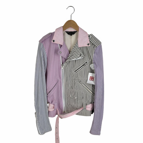 コムデギャルソンオムプリュス COMME des GARCONS HOMME PLUS AD2012 クレイジーストライプダブルライダースジャケット メンズ JPN:S