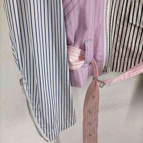 コムデギャルソンオムプリュス COMME des GARCONS HOMME PLUS AD2012 クレイジーストライプダブルライダースジャケット メンズ JPN:S