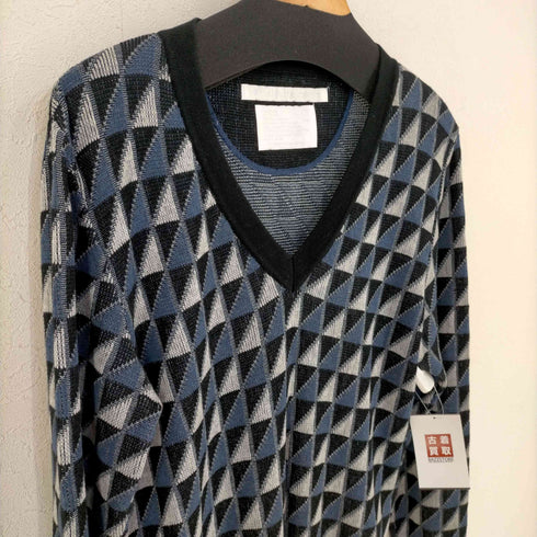 ホワイトマウンテニアリング WHITE MOUNTAINEERING 幾何学模様 Vネックニット メンズ JPN:S