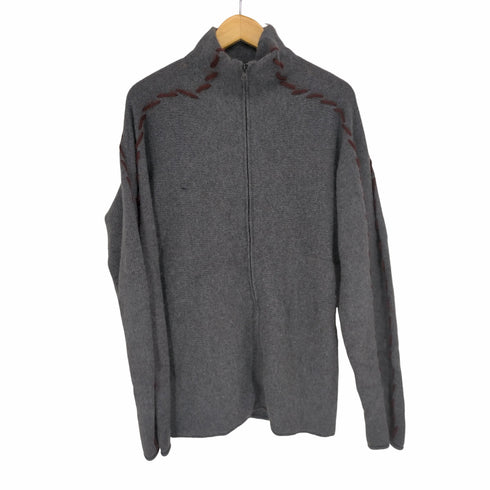 エンポリオアルマーニ EMPORIO ARMANI MADE IN ITALY アンゴラ混ステッチデザインダブルジップニットジャケット メンズ 54