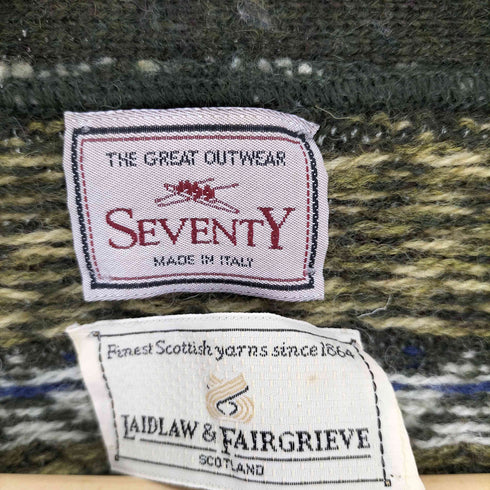 セブンティー SEVENTY イタリア製 総柄 ニット カーディガン メンズ
