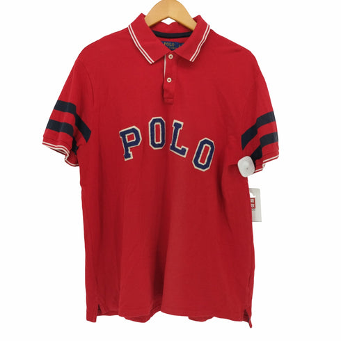 ポロラルフローレン POLO RALPH LAUREN CUSTOM SLIM FIT ワッペン 刺繍 鹿の子 ポロシャツ メンズ import:XL