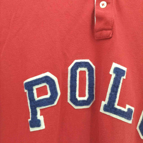 ポロラルフローレン POLO RALPH LAUREN CUSTOM SLIM FIT ワッペン 刺繍 鹿の子 ポロシャツ メンズ import:XL