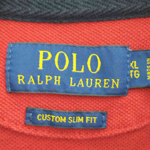 ポロラルフローレン POLO RALPH LAUREN CUSTOM SLIM FIT ワッペン 刺繍 鹿の子 ポロシャツ メンズ import:XL