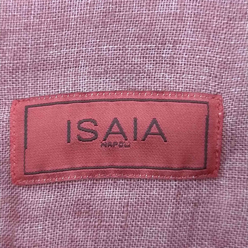 イザイア ISAIA イタリア製 エルボーパッチチェック リネンシャツ メンズ 39