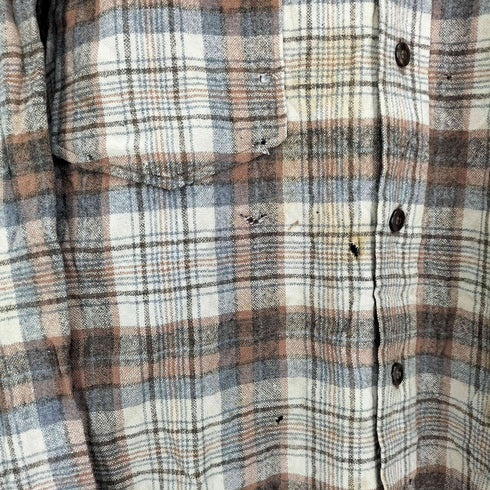 ペンドルトン PENDLETON 70S USA製 PURE VIRGIN WOOL フラップポケット チェック L/S シャツ メンズ