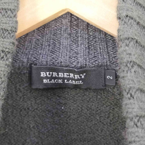 バーバリーブラックレーベル BURBERRY BLACK LABEL ワンポイントロゴ刺繍 ハイネック ラムウールニット メンズ JPN:2