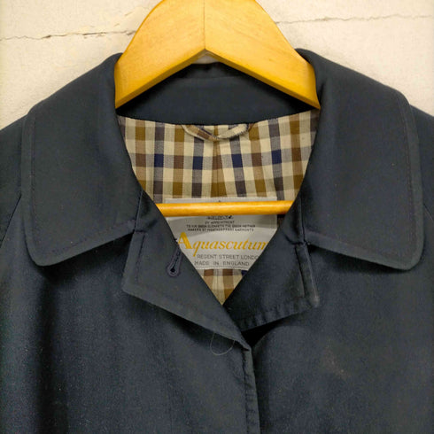 アクアスキュータム AQUASCUTUM ENGLAND製 裏地チェックステンカラーコート レディース