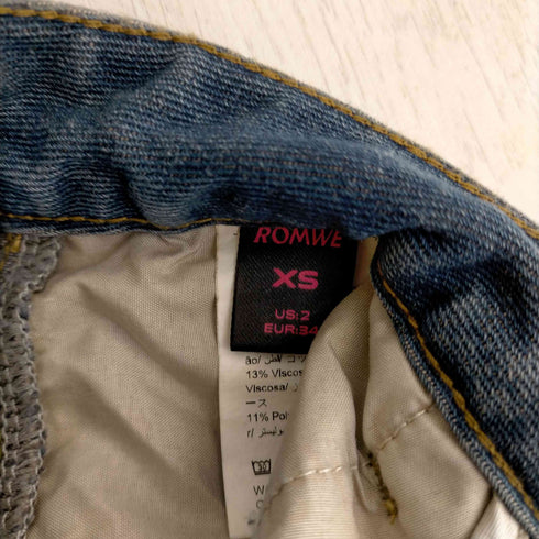 ROMWE バタフライレース サイドオープンデニムパンツ レディース XS