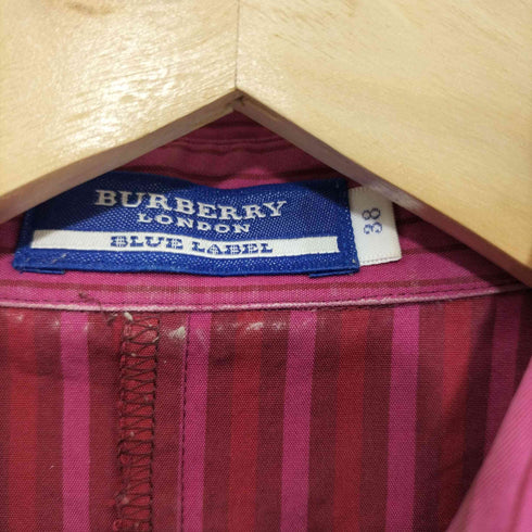 バーバリーブルーレーベル BURBERRY BLUE LABEL ワンポイントロゴ ストライプ七分丈シャツ レディース EUR:38