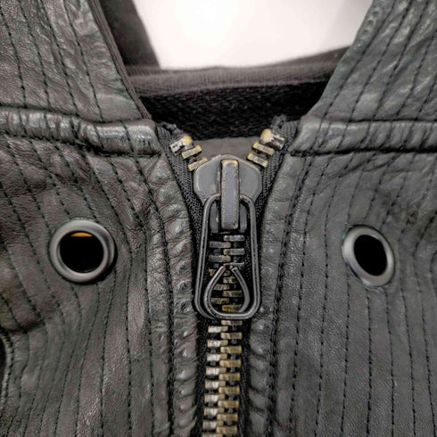 public school nyc パネルラムレザー ホールデザインジップパーカー メンズ JPN:M