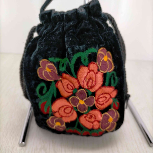 ベロア 刺繍ミニポシェット レディース