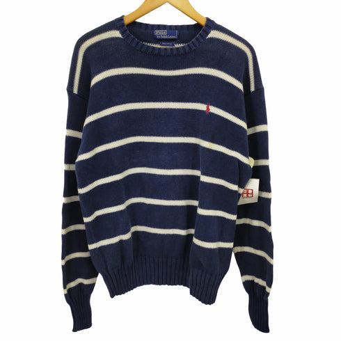 ポロバイラルフローレン Polo by RALPH LAUREN ポニー刺繍 ストライプ プルオーバー ニット メンズ import:M