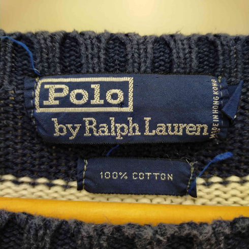 ポロバイラルフローレン Polo by RALPH LAUREN ポニー刺繍 ストライプ プルオーバー ニット メンズ import:M