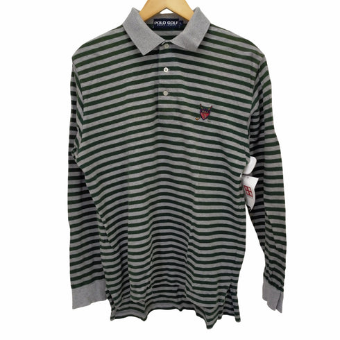 ポロゴルフラルフローレン POLO GOLF RALPH LAUREN ロゴ刺繍 ボーダー ロングスリーブ ポロシャツ メンズ import:L