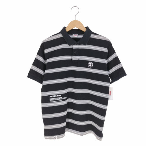 エーエイプバイアベイシングエイプ AAPE BY A BATHING APE NOW BORDER POLO ラバーロゴ ボーダーポロシャツ メンズ JPN:S